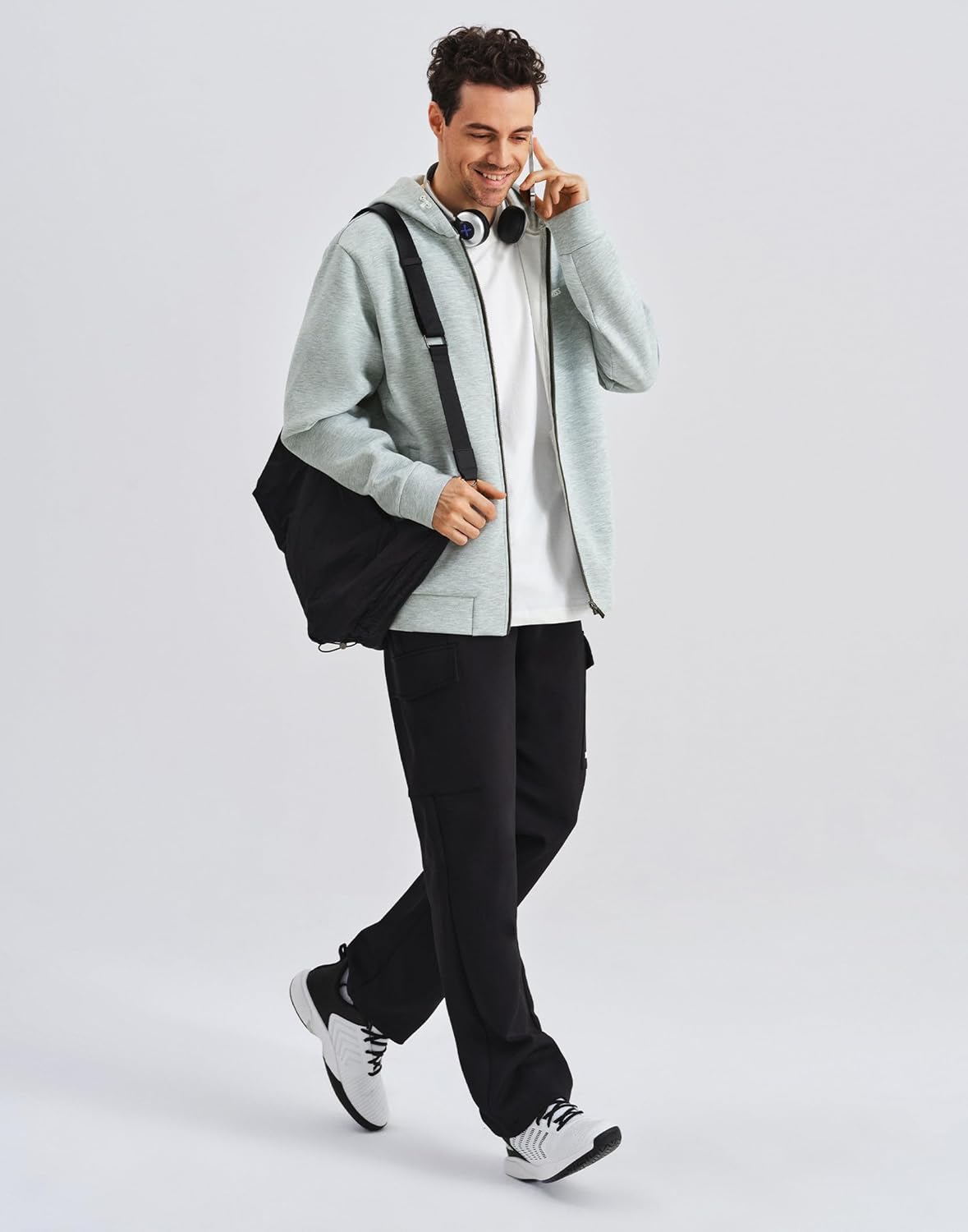 K-Swiss Men's Full Zip Hoodie - Drawstring Hoodies Pullover Sweatshirts Casual Loose Fit - Image 6