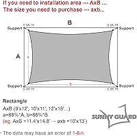 Vista 3 de SUNNY GUARD Vela de Sombra Solar 10' x 13' Rectangular Gris-Blanco Bloqueo UV Parasol para Patio Trasero Jardín Terraza Patio Jardín Actividades al