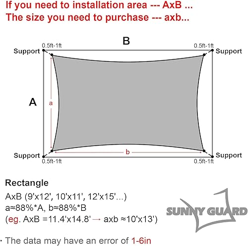 Miniatura 4 de SUNNY GUARD Vela de Sombra Solar 10' x 13' Rectangular Gris-Blanco Bloqueo UV Parasol para Patio Trasero Jardín Terraza Patio Jardín Actividades al