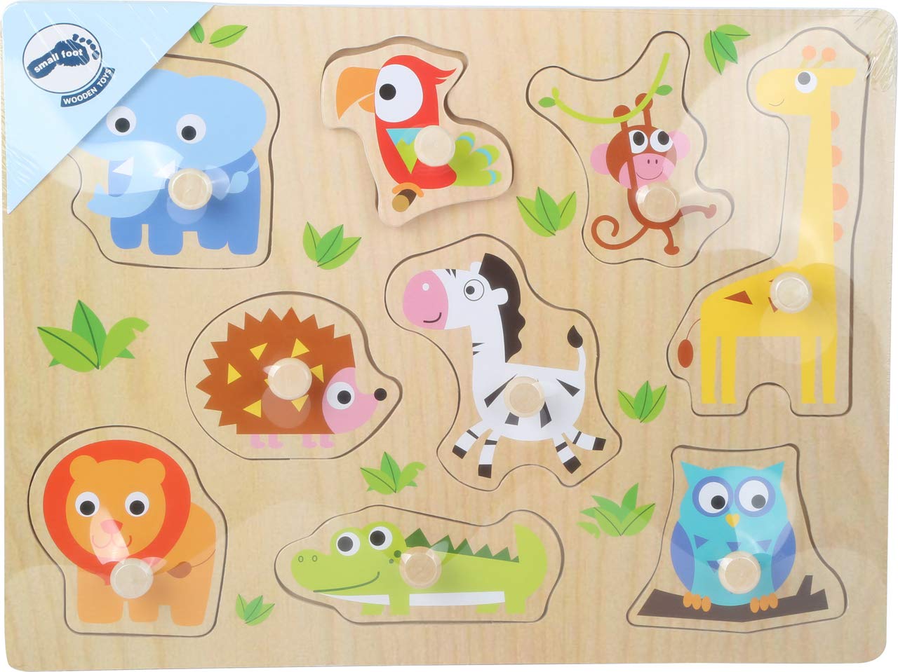 small foot 4763 Zoo Animals Wooden Puzzle, Sturdy Wooden Puzzle with Eight Cute Zoo Animals, for Children from 12 Months - Image 2