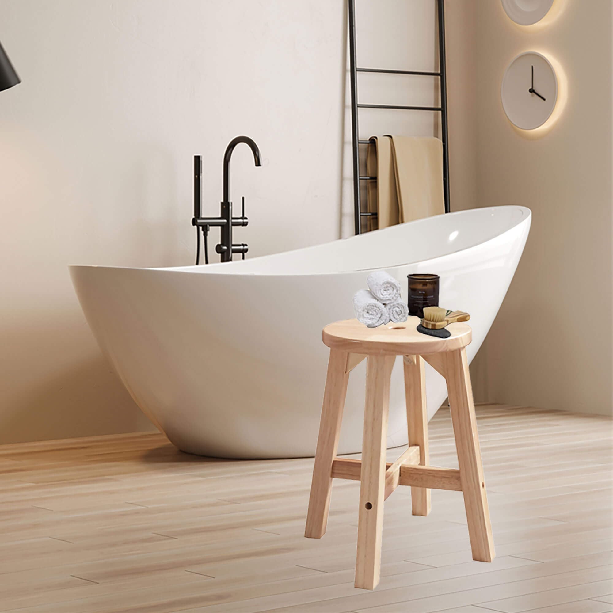 Lestar Wooden Stool, Solid Wood Round Stools