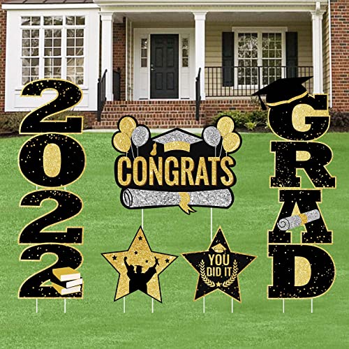 2022 Graduation Decorations Gold and Black Yard Sign - 7PCS Large Xmas Yard Stakes-Giant Graduation Decor Signs for Garden Waterproof Lawn - Graduation Party Supplies 2022 Graduation Decorations Gold and Black Yard Sign - 7PCS Large Xmas Yard Stakes-Giant Graduation Decor Signs for Garden Waterproof Lawn - Graduation Party Supplies