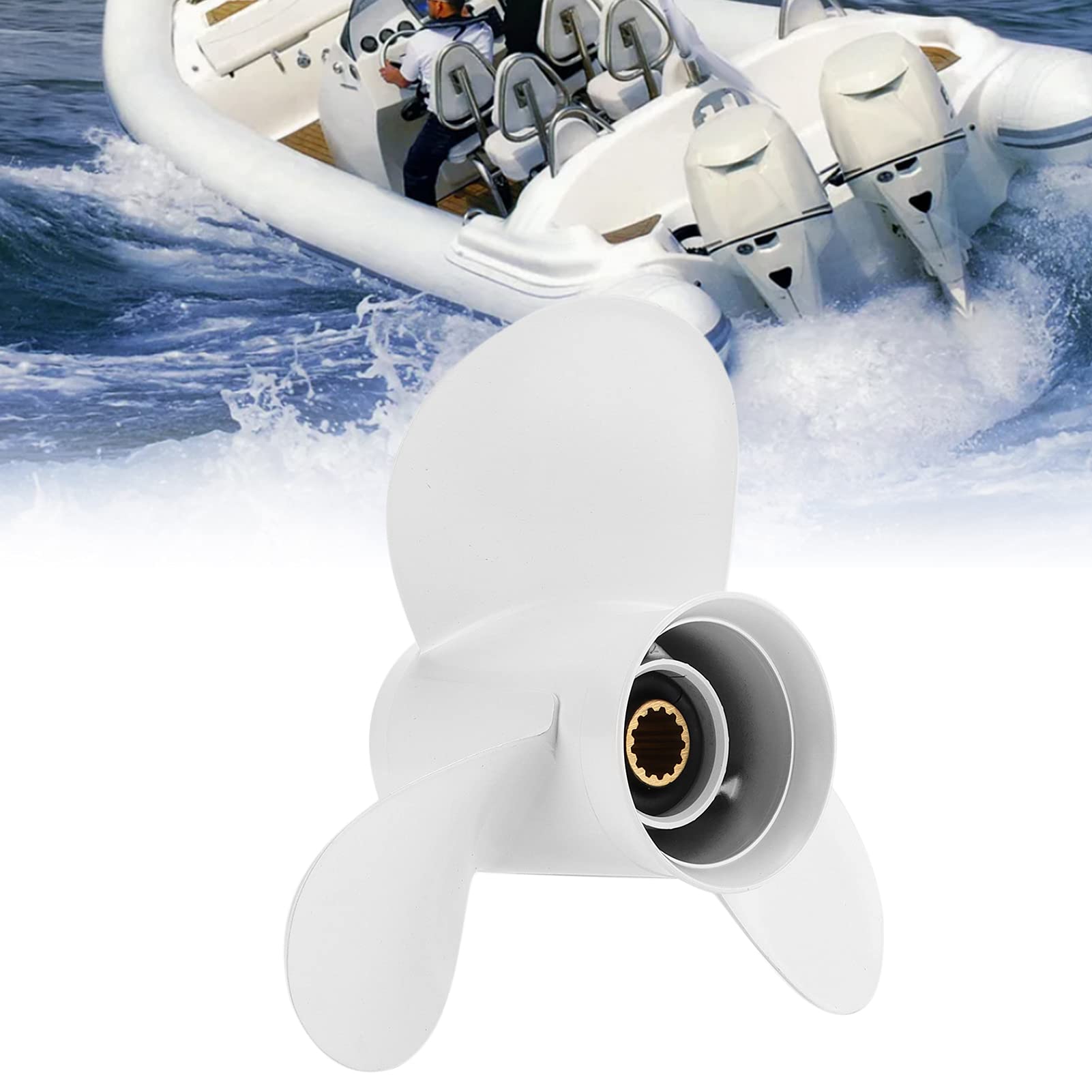 Elica Fuoribordo in Alluminio - Sostituzione Dell'elica Fuoribordo Marino a 3 Pale per Motori Fuoribordo Yamaha 25‑60HP, 13 Denti, DX
