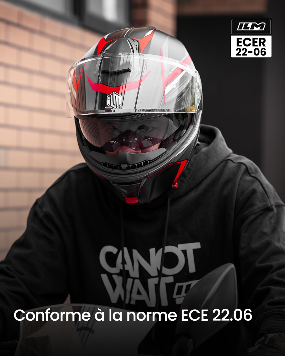 ILM Casque Modulable Moto Homme Femme avec Double Visière Casque Intégral Homologué ECE 22.06 Modèle FF957