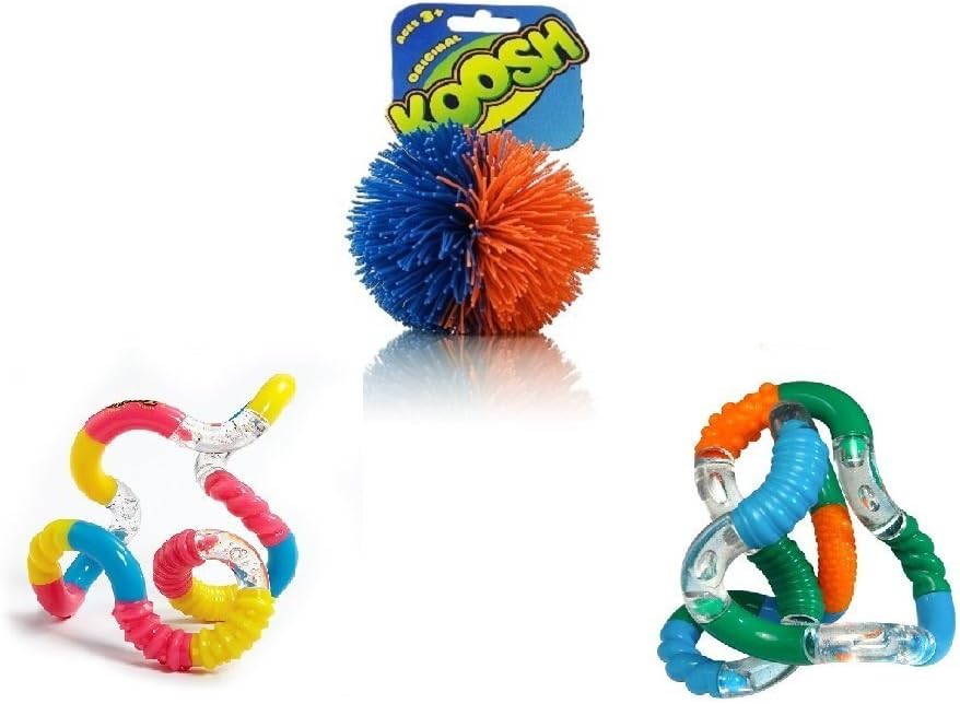 Set of 3 Fidget Stress Relievers Sensory Relaxation Anxiety Relief Fidget Pack with Tangle Jr. Twist Fidget Snake Cube, and More