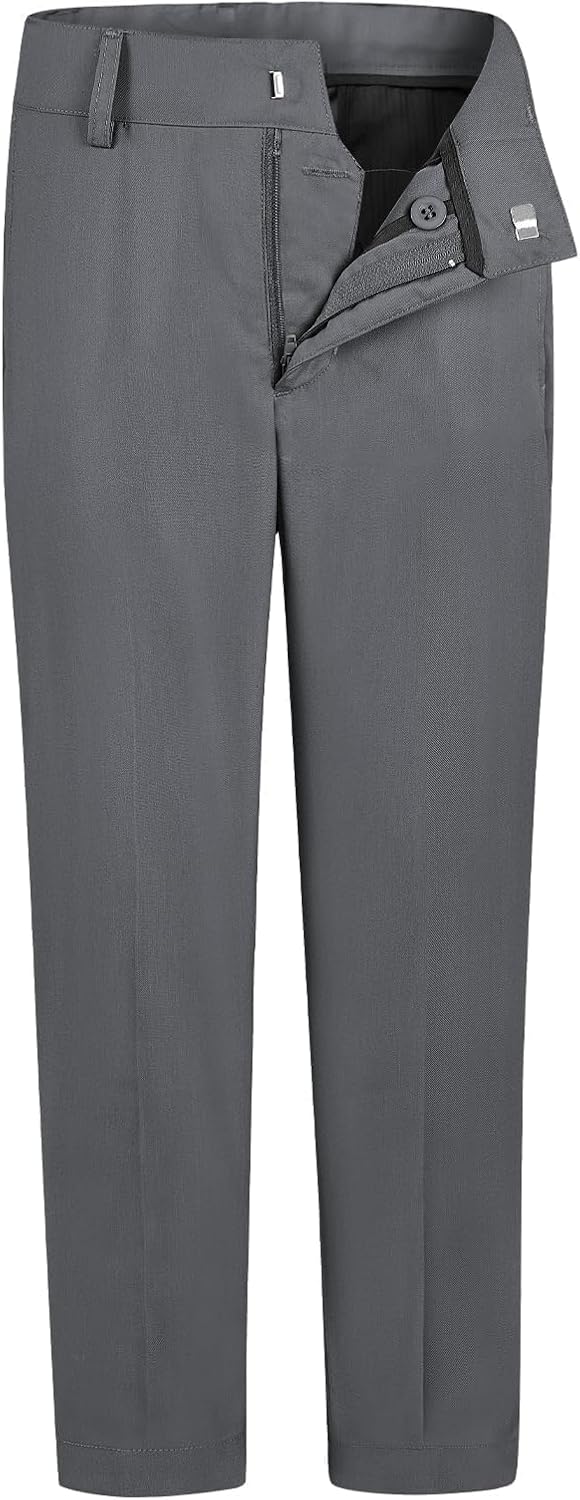 Dreammonkey 5T-20Years Boys Flat Front Dress Pants Uniform Pants Adjustable Waistband for Toddler to Youth with Pockets - Image 4