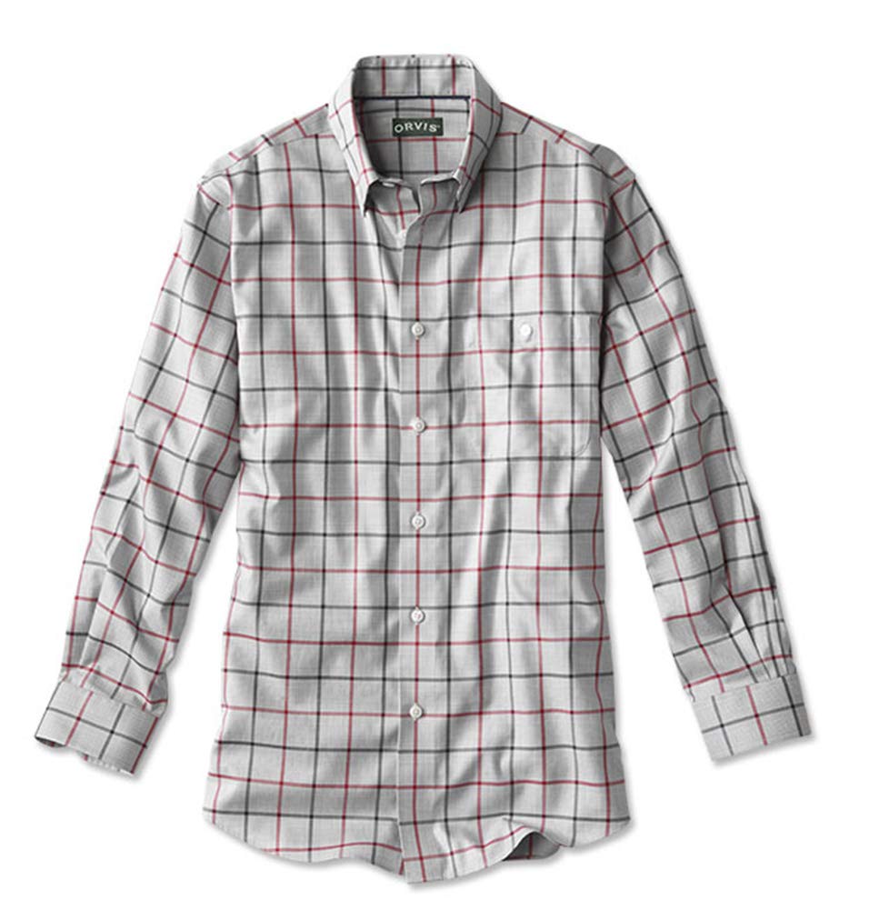 Men's Hidden-Button-Down Wrinkle-Free Cotton Twill Shirt/Tall