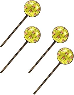 4 horquillas decorativas para el pelo, diseño de tigre, color amarillo