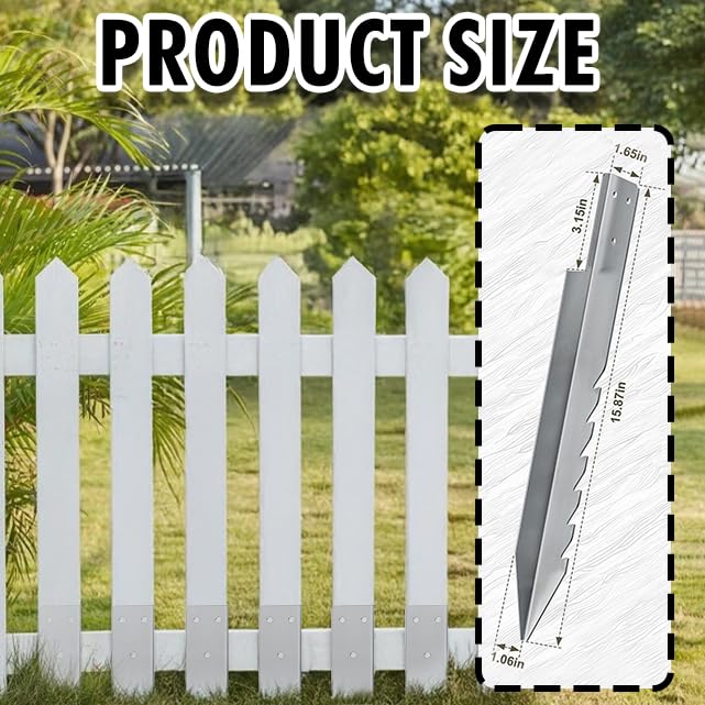 4 Pack Fence Post Anchor, Ground Anchor Fence Post Spike for Wooden Post Swing Heavy Duty Sleeper Stakes - Image 2