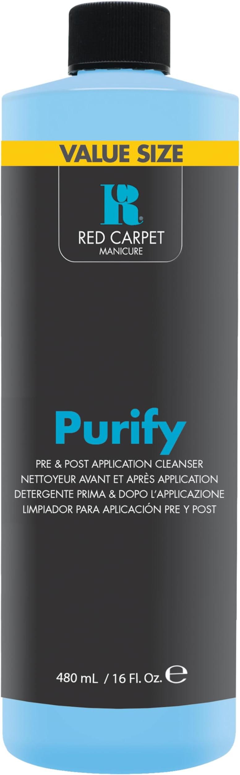 RC Red Carpet ManicurePurify Pre & Post Application Cleanser, 16 fl oz - Removes Tacky Residue, High-Shine Finish, Skin-Safe Gel Cleanser for Perfect Manicure, Smooth & Glossy Results.