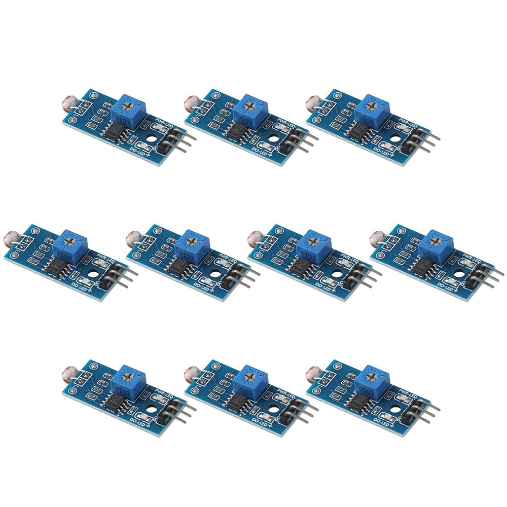 AllGIFT LDR Photosensitive Sensor Module 10pcs Light Dependent Resistor Sensor Module Durable 3.3V-5V for Arduino
