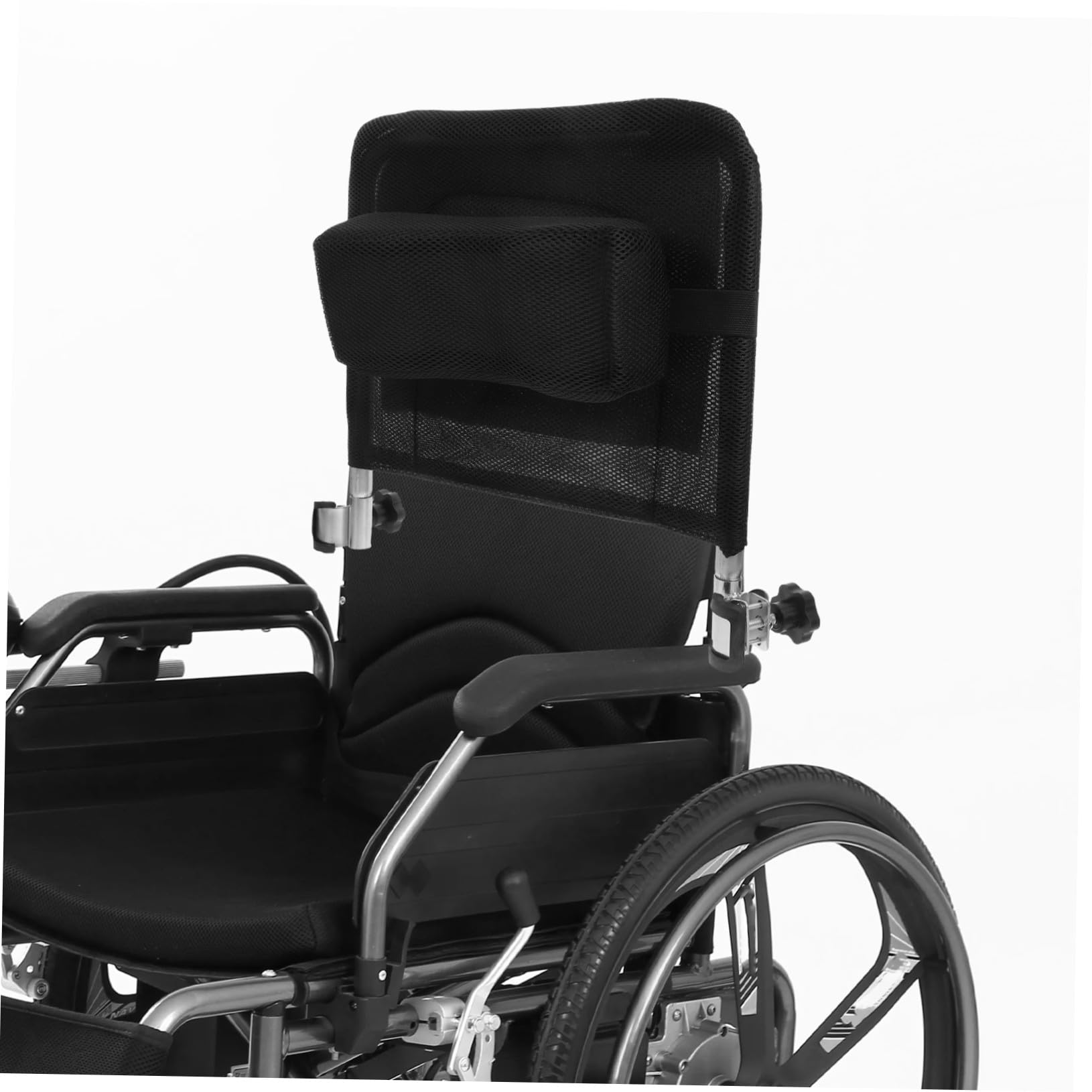 Respaldo de Silla de Ruedas Negro de Malla y Acero al Carbono | Accesorio para Silla de Ruedas, Relleno Suave y Acabado Fino, Ajuste de Respaldo Elevable y Uso Diario