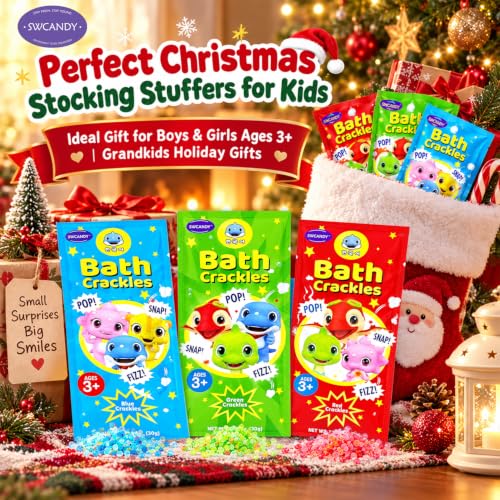 SWCANDY Bath Crackles for Kids 12 Pack Sensory Bath Toys Stocking Stuffers | Christmas for Grandkids Boys Girls with Nontoxic Color-Changing Crystals that Pop Fizz Fully Dissolve and Rinse Clean - image 3
