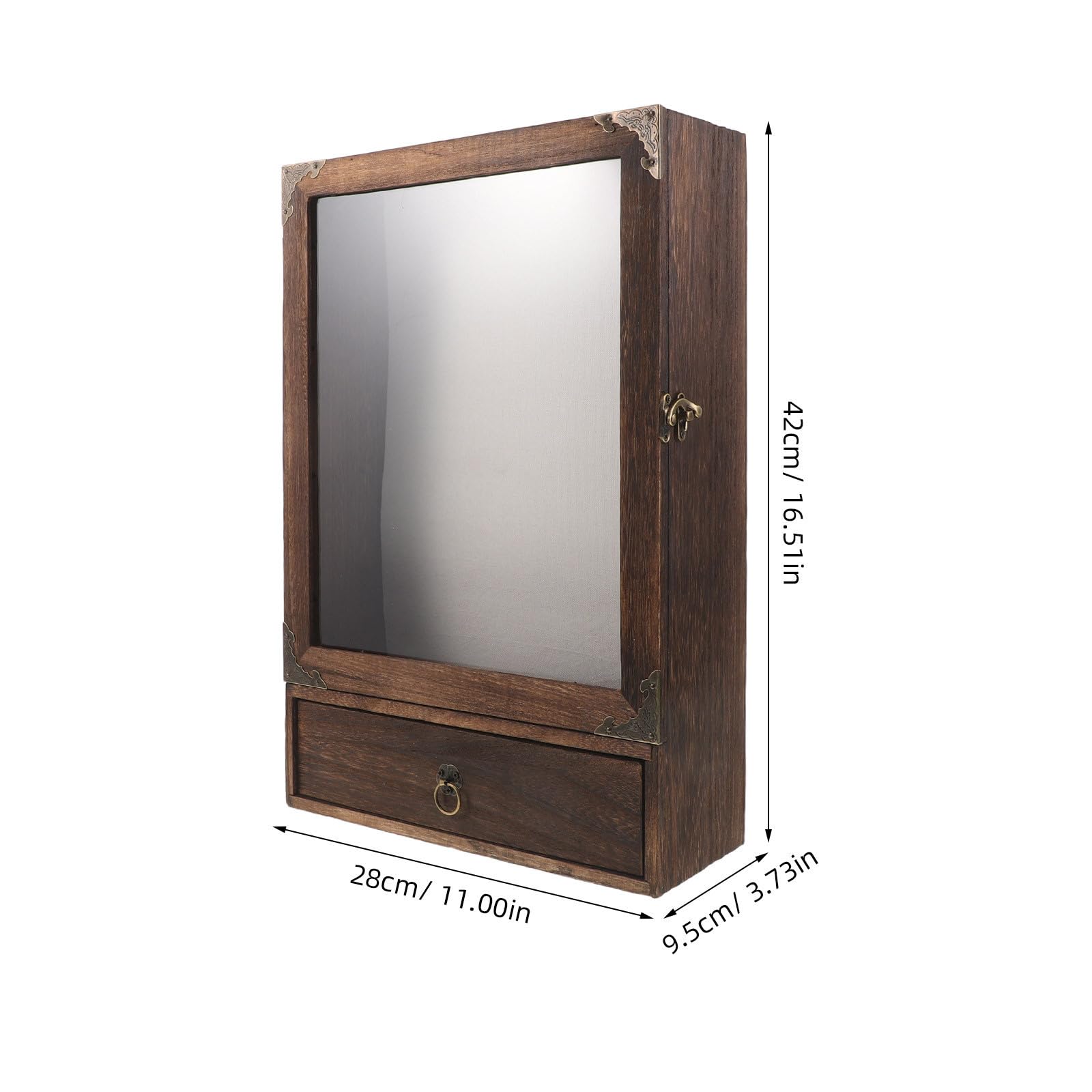 Toyvian Vitrina de Medallas y Caja de Sombra de Madera con Cajón y Diseño para Colgar en Pared, Fácil Instalación y Exhibición Versátil para Recuerdos Deportivos y Ramos