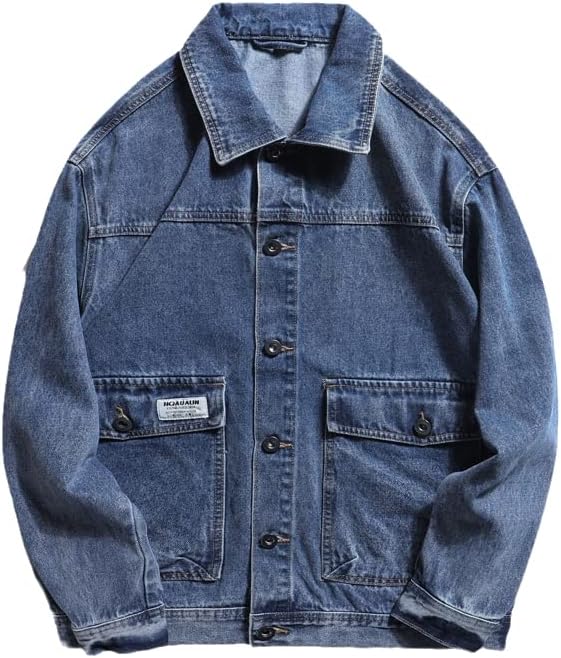 AAPAH Turn Down Collar Outerwear Cotton Bomber Denim Jacket Men Jean Coats Streetwear Casual Coat