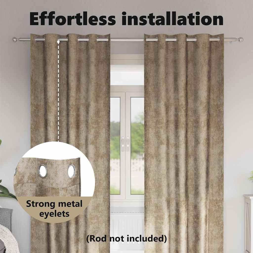 vidaXL Rideaux en Velours 2 pc Champagne 260 x 140 cm Velours