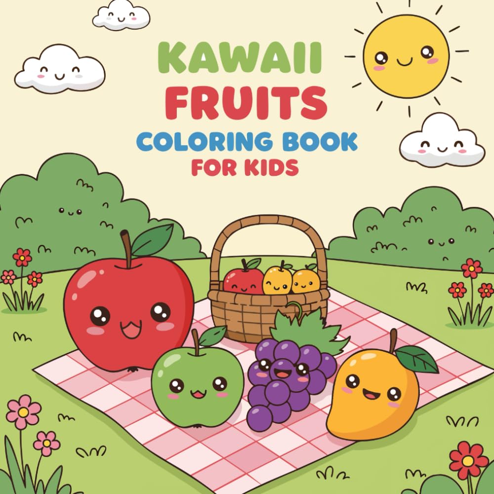 Kawaii fruits coloring book for kids: Fun and Cute Fruit Designs for Children