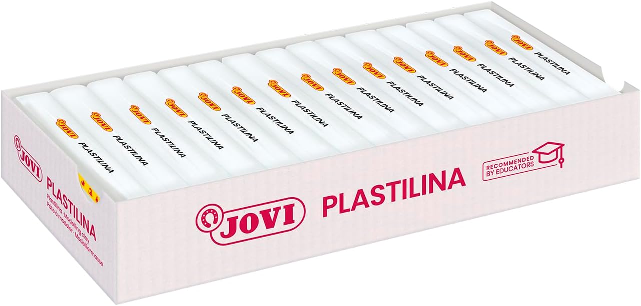 Jovi - Plastilina Pack, Reusable and Never Dry Dough, 15 Bars of 5.29 oz Each in White Color, Total of 5 lb, Non-Toxic and Gluten-Free, for Arts and Crafts Projects