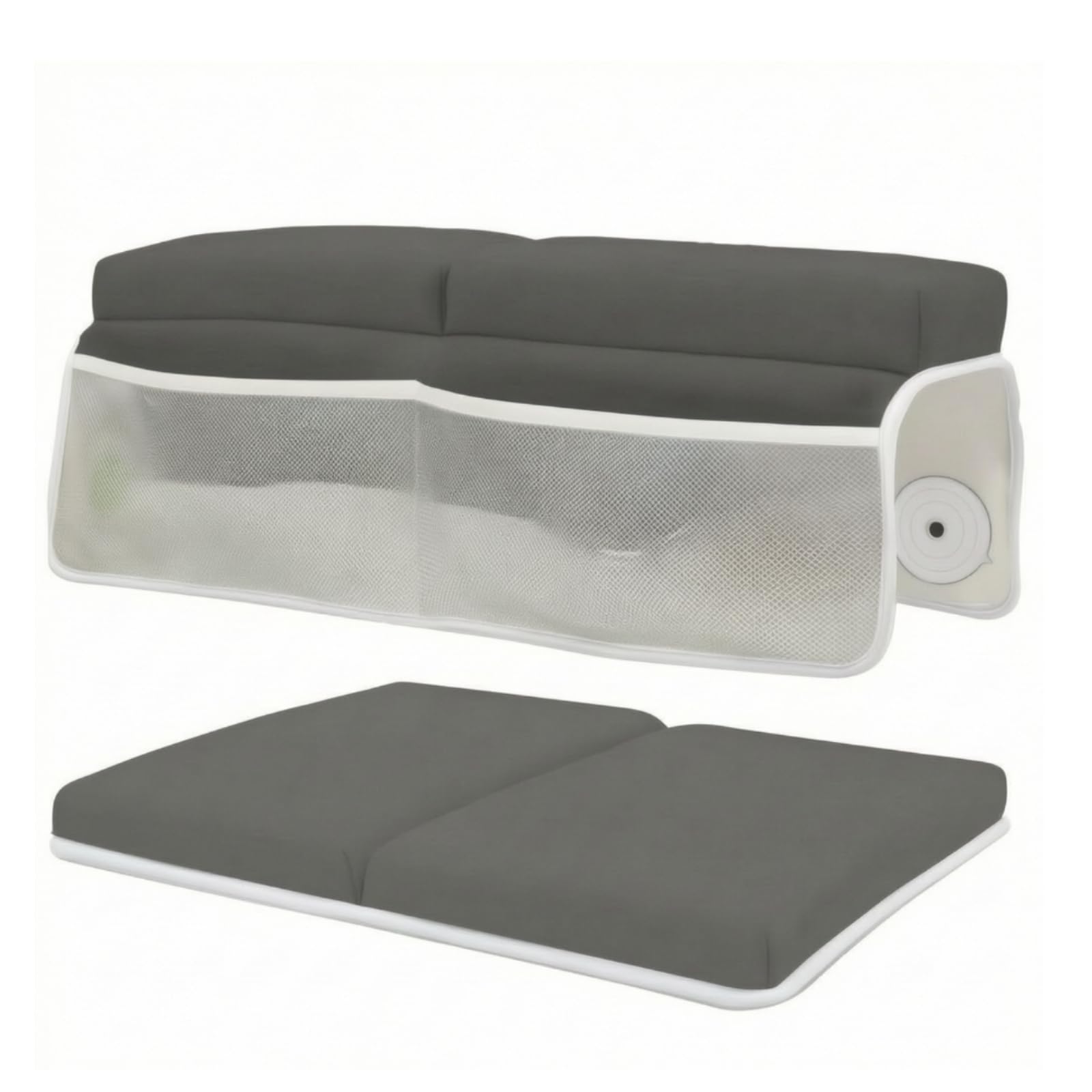 Inginocchiatoio da Bagno Imbottito, Grigio Scuro – Modello Con Tasca Standard E 4 Ventose
