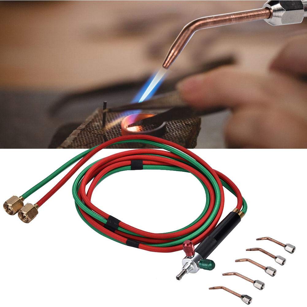 Chalumeau à souder pour Bijoux, Outil de Traitement de Bijoux Pistolet à Flamme, Outil de Torche de soudage à oxygène avec 5 Pointes