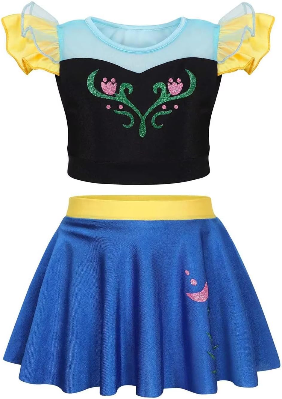 2PCS Girls Princess Swimsuit Two Piece Toddler Bikini Set Ruffle Bathing Suit Swim Wear Dress Up