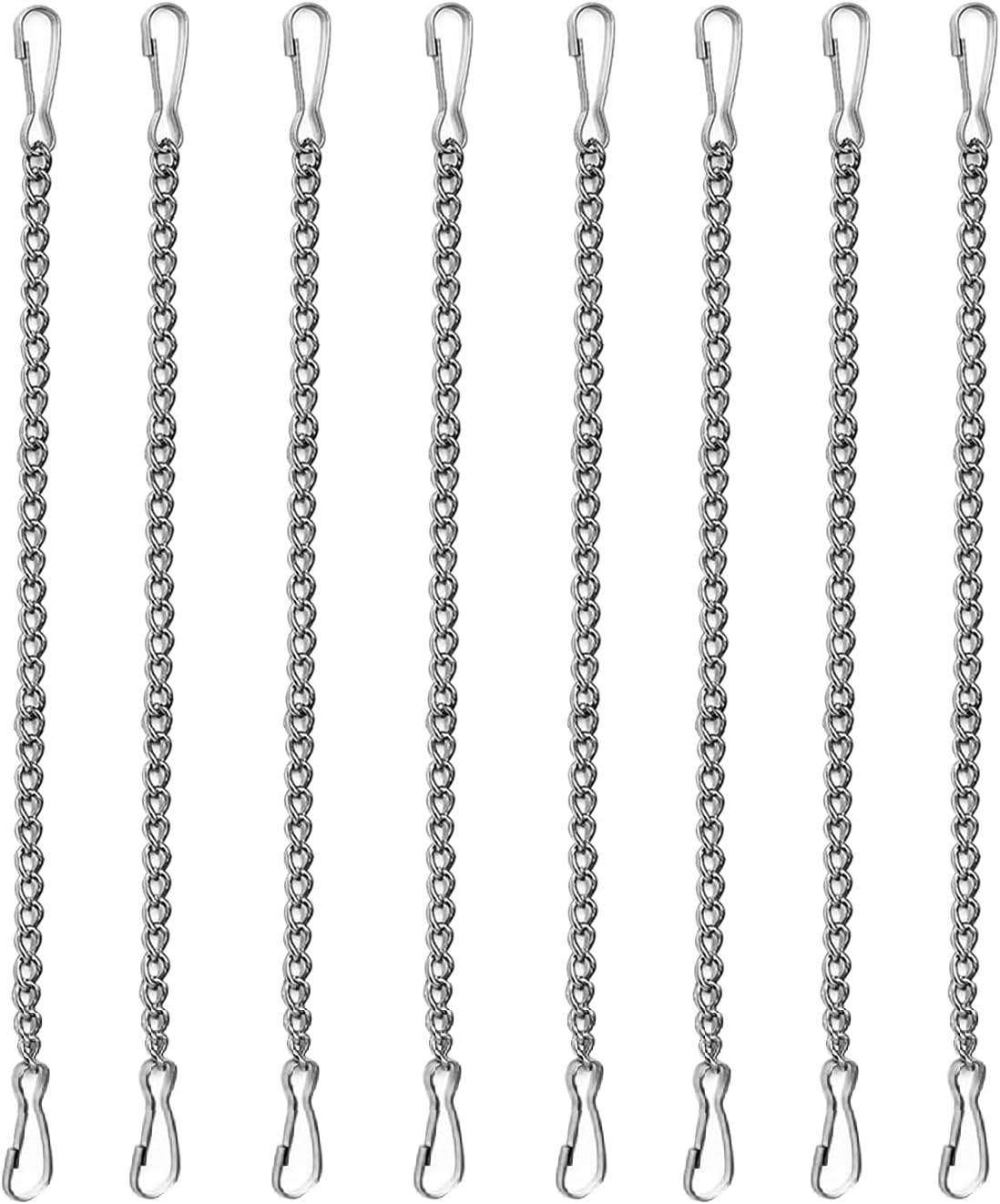 8PCS 20 Inch Stainless Steel Hanging Chains for Stained Glass Panels - Silver 304 Decorative Chains for Suncatcher Crystals and Hanging Baskets, Window Art & Outdoor Decor