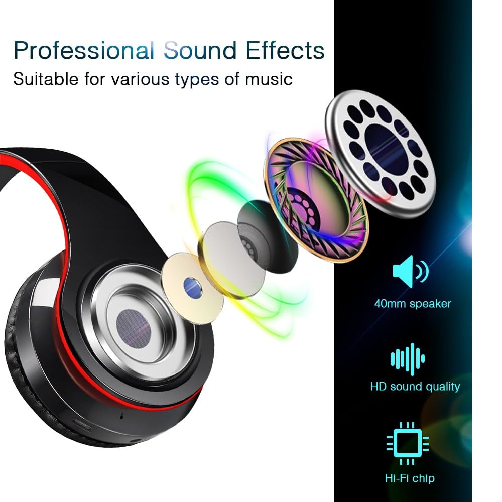 Casque Bluetooth supra-auriculaire stéréo pour ordinateur PC pour jeu, réunion, chat avec micro/cache-oreilles souples/pliable/TF 3,5 mm pour connectivité universelle (2 pièces par paquet)