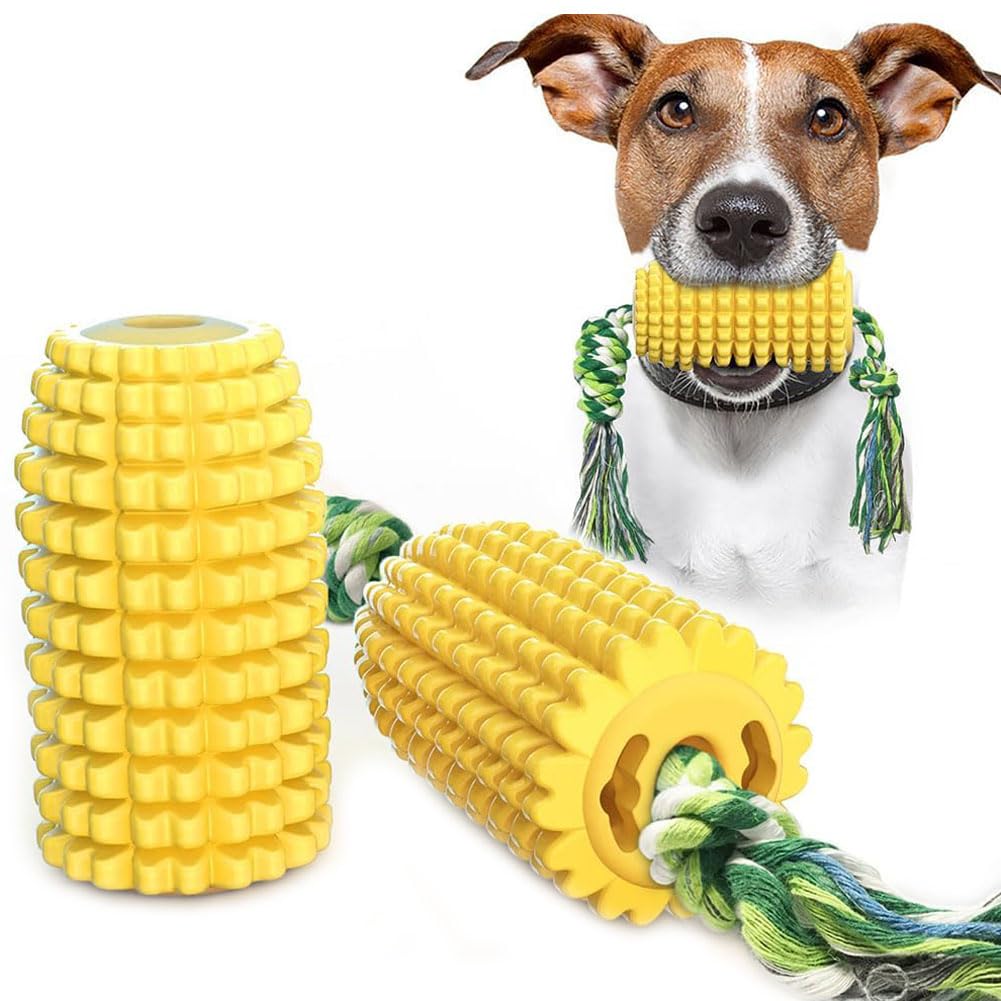 Jouet à mâcher pour chien en forme de maïs : corde dentaire flottante avec trou à friandises – TPR indestructible et corde en coton pour le nettoyage des dents, le soulagement de l'ennui