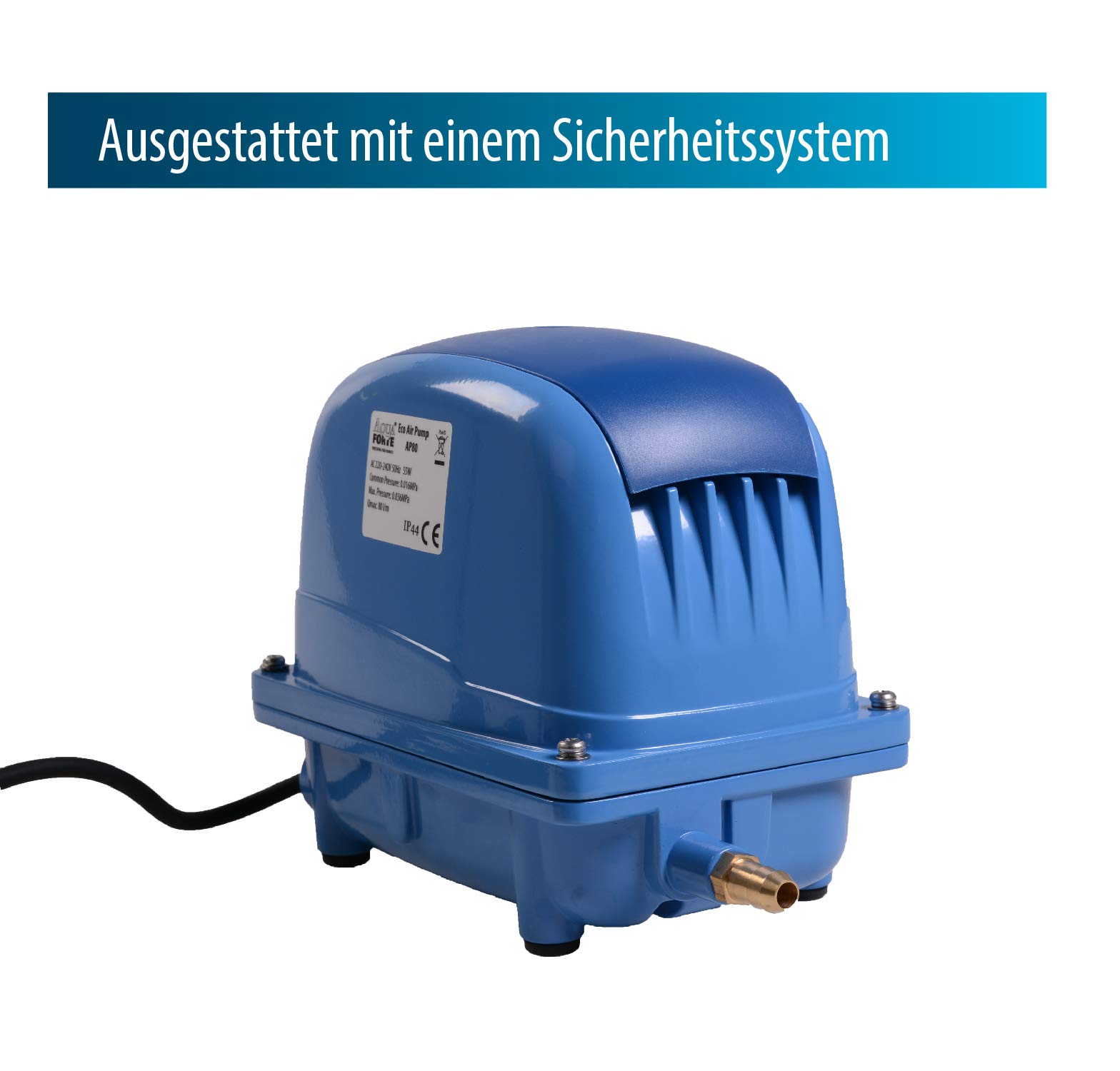 AQUAFORTE AP-100 - Pompa ad aria a risparmio energetico, 220-240 V, 50 Hz, 65 W, 100 L/m, 3,8 m, Blu