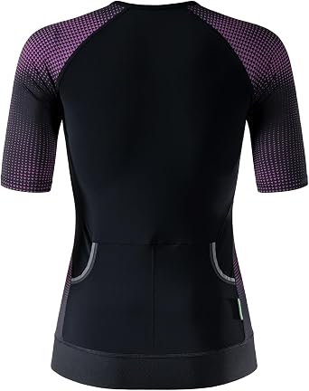 My Kilometre レディース トライアスロントップス、パッド入り、速乾、スリミングフィット、安全なロックジッパー、バックポケット、upf 50+ Uv保護