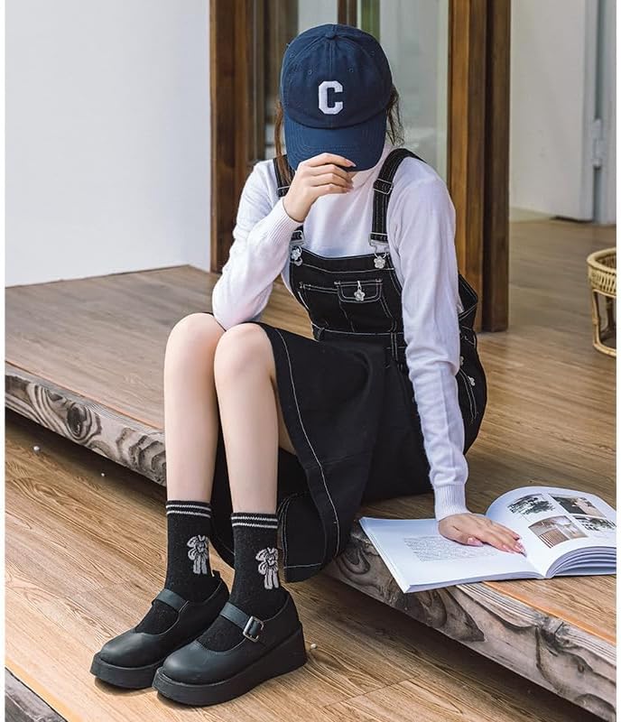 MarJunSep ウール 秋 ブーツソックス 女性 ティーン ガールズ 厚手 ニット ヴィンテージ キュート 花柄 ハイキング 冬