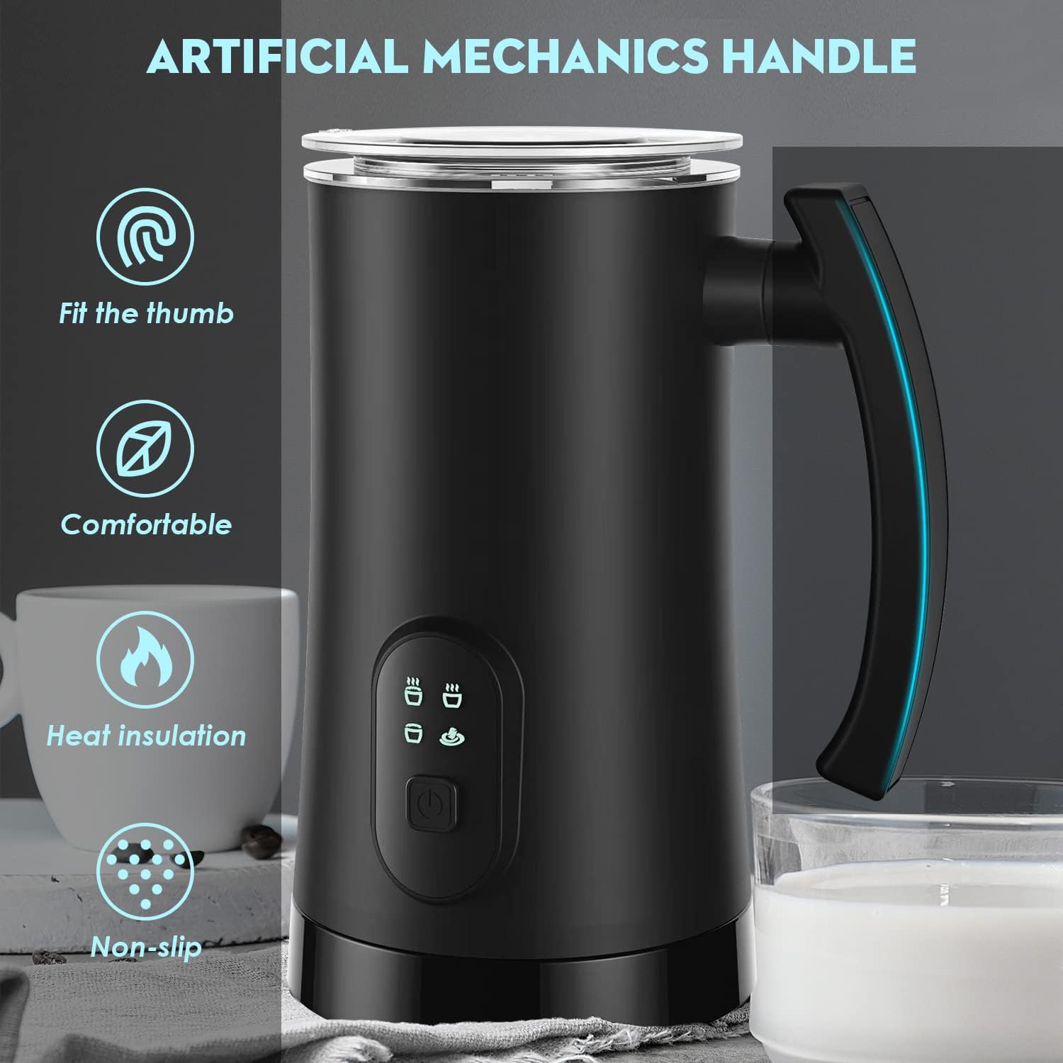 Schiumatore elettrico per latte, vaporizzatore per latte 4 in 1, 350 ml, macchina automatica a schiuma calda e fredda per caffè, latte, cappuccino, macchiato, cioccolata calda