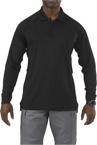 5.11 Tactical Mens Performance Long Sleeve Work Polo, 100% Polyester Fabric, Style 72049/72049T