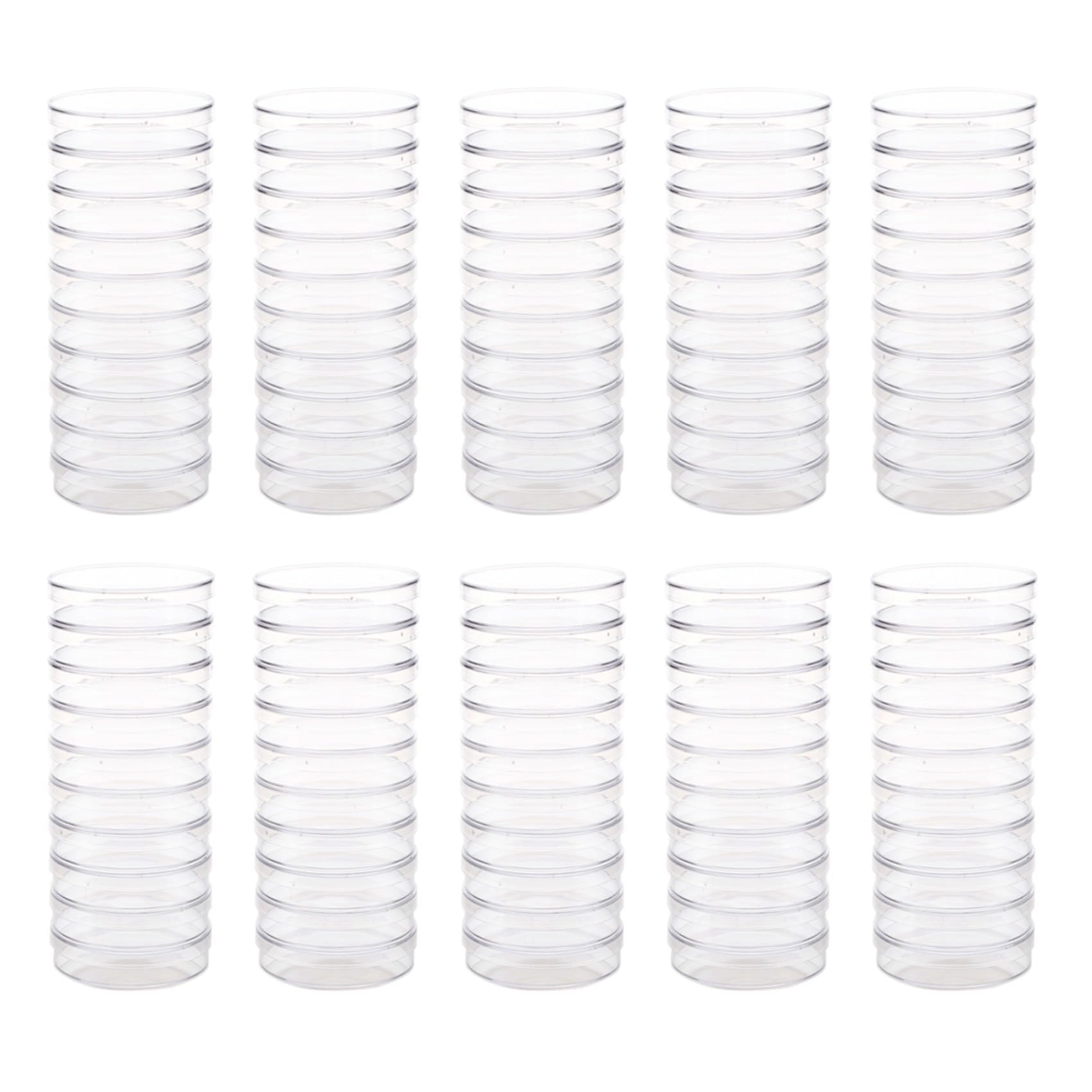 Hndhbfgrt 100Pcs Sterile Petri Dishes W/Lids for Lab Plate Bacterial 55mm X 15mm