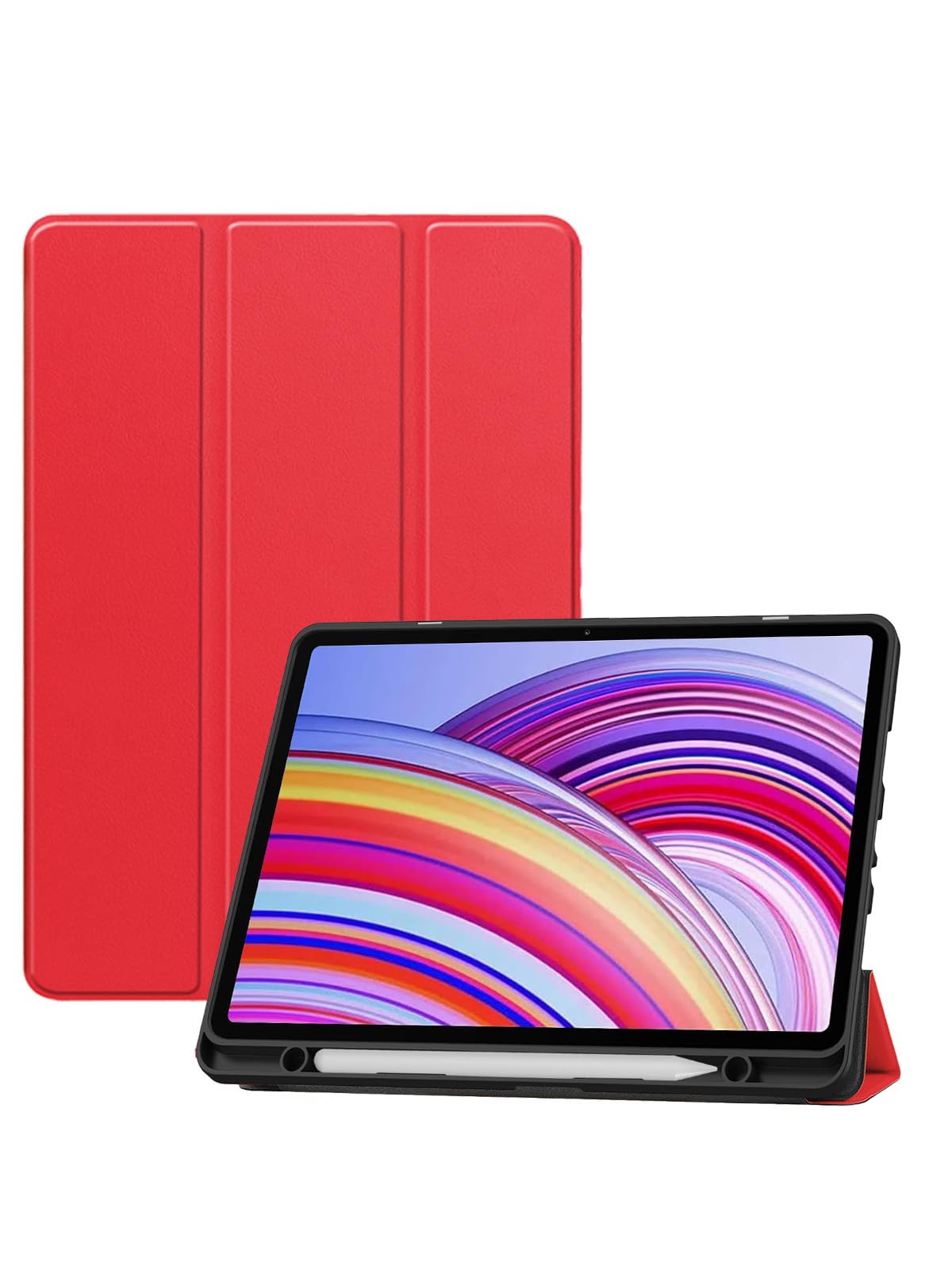 for Xiaomi Redmi pad 2 pro 2025 Android 12.1 Inch Tablet Case,BOVUGAC Tri-fold Tablet Case Cover for Redmi pad2 pro 12.1",Full Protection, Premium PU, Scratch Resistant.(Red)