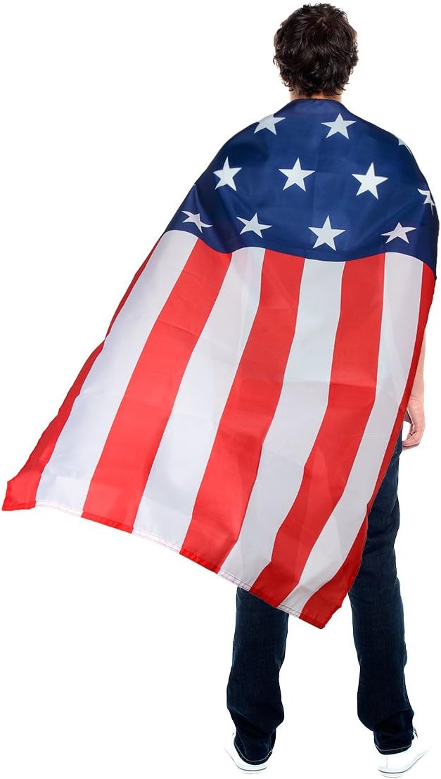 American Flag Costume Cape USA Patriotic Flag Cloak for Adult Men Women Boys Girls