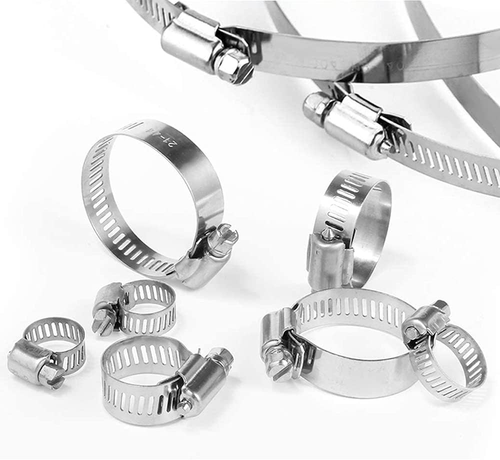 10pcs Stainless Steel Adjustable Drive Hose Clamps Fuel Line Worm Size Clip Hoop Hose Clamps(25-38mm)