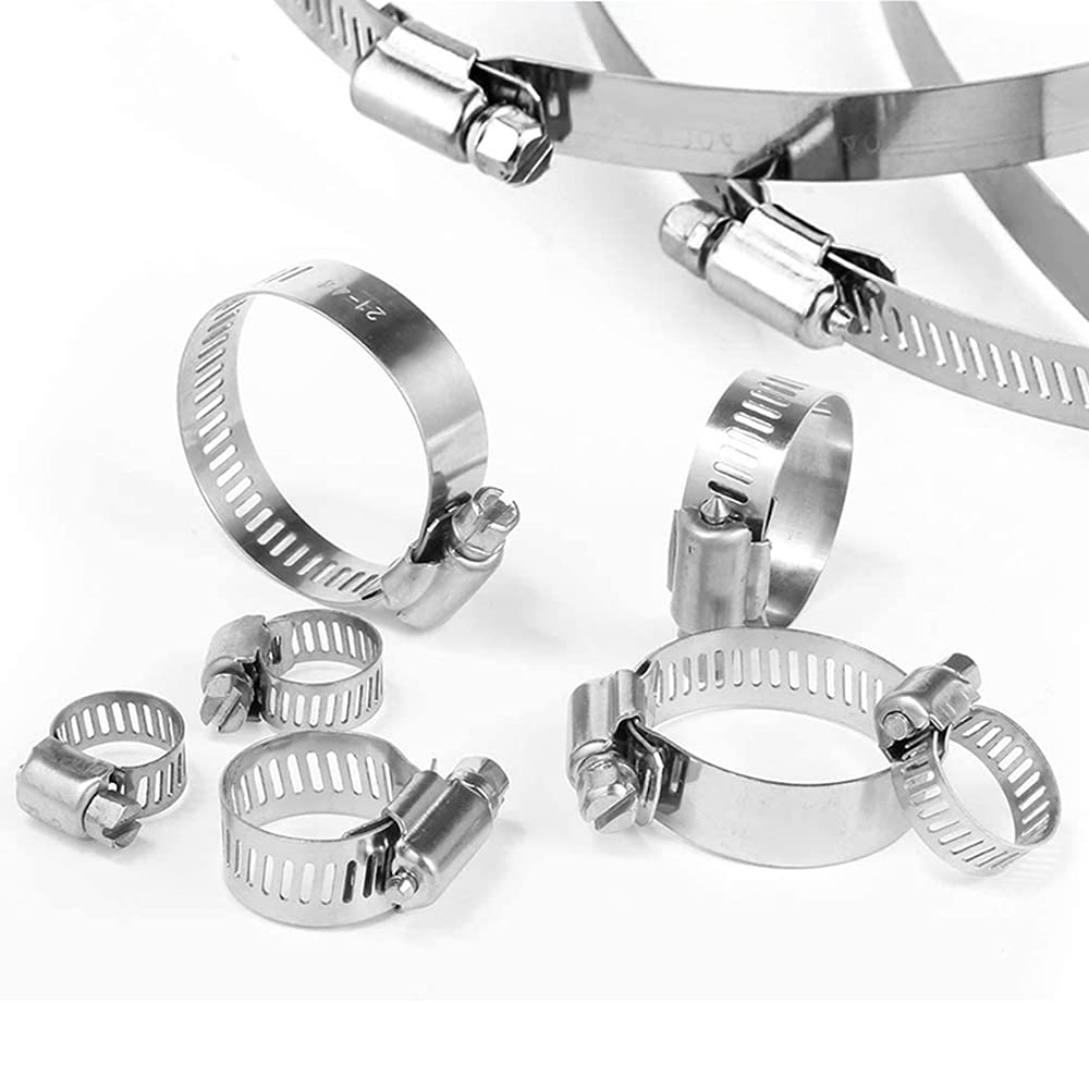 fascette per tubi flessibili, Fascette stringitubo regolabili da 10 pezzi SS Clip a vite senza fine for linea carburante(16-25mm)