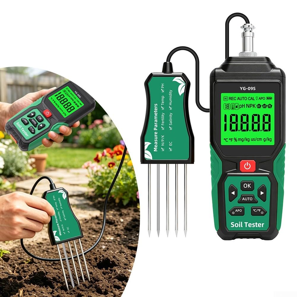 Testeur de pour sol 9-en-1 NPK pH Rechargeable Testeur de pour