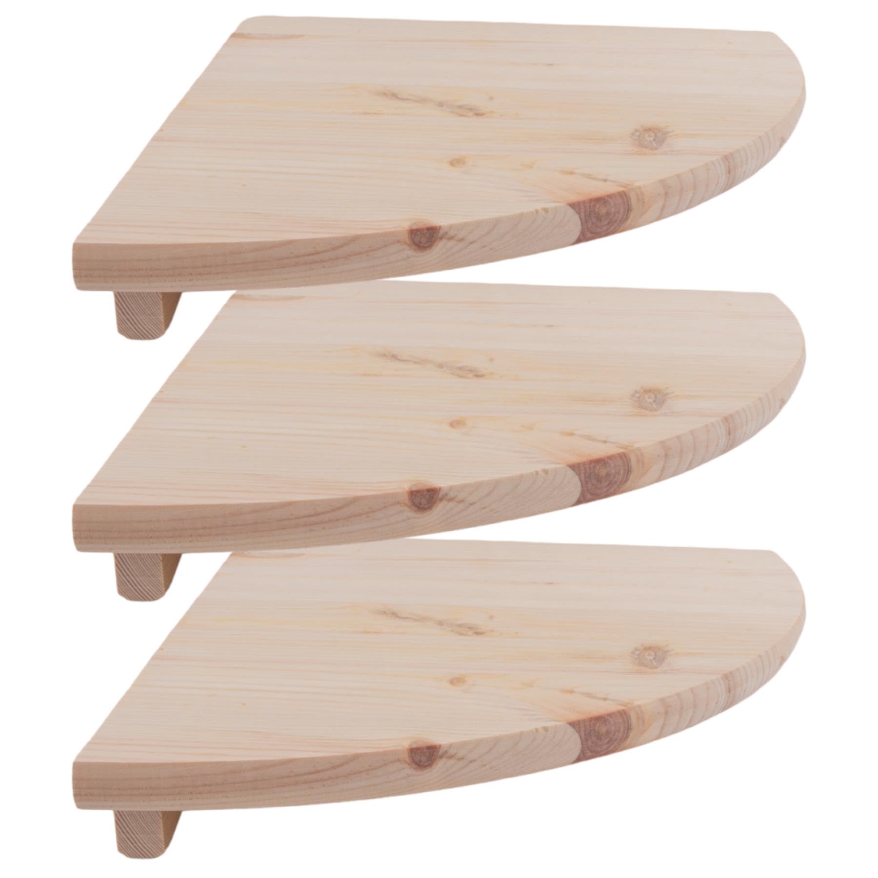 Woodeedoo Natural Medium Wooden Corner Shelves 30 Cm / 11.8" | 3 Pack |Unfinished Pine Floating Wall-Mounted Display Storage Shelf