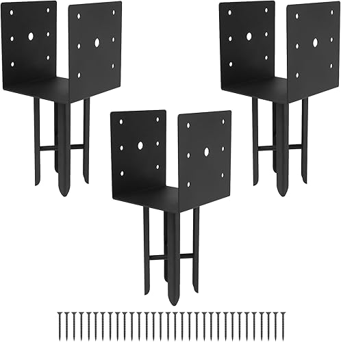 Miniatura 25 de Anclaje de poste de hormigón 4x4, 6 piezas (diámetro interior 3.6 x 3.6 pulgadas) en forma de U, soporte para poste de valla con pico de tierra
