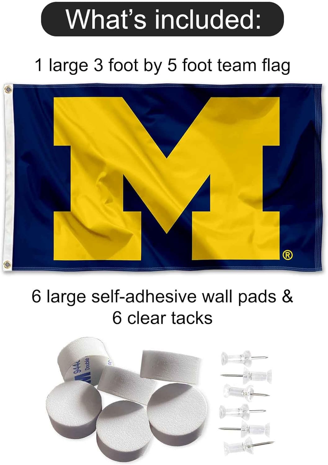 Michigan Team University Wolverines Block M Banner and Tapestry Wall Tack Pads - Image 2