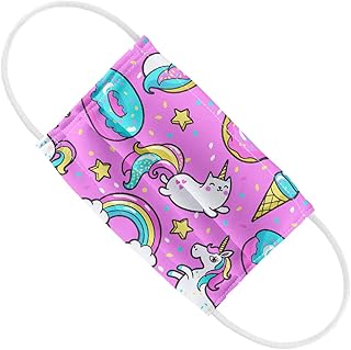 Popfunk Kids Donuts Rainbows and Unicorns Pattern 1-Ply Reusable Face Mask Covering