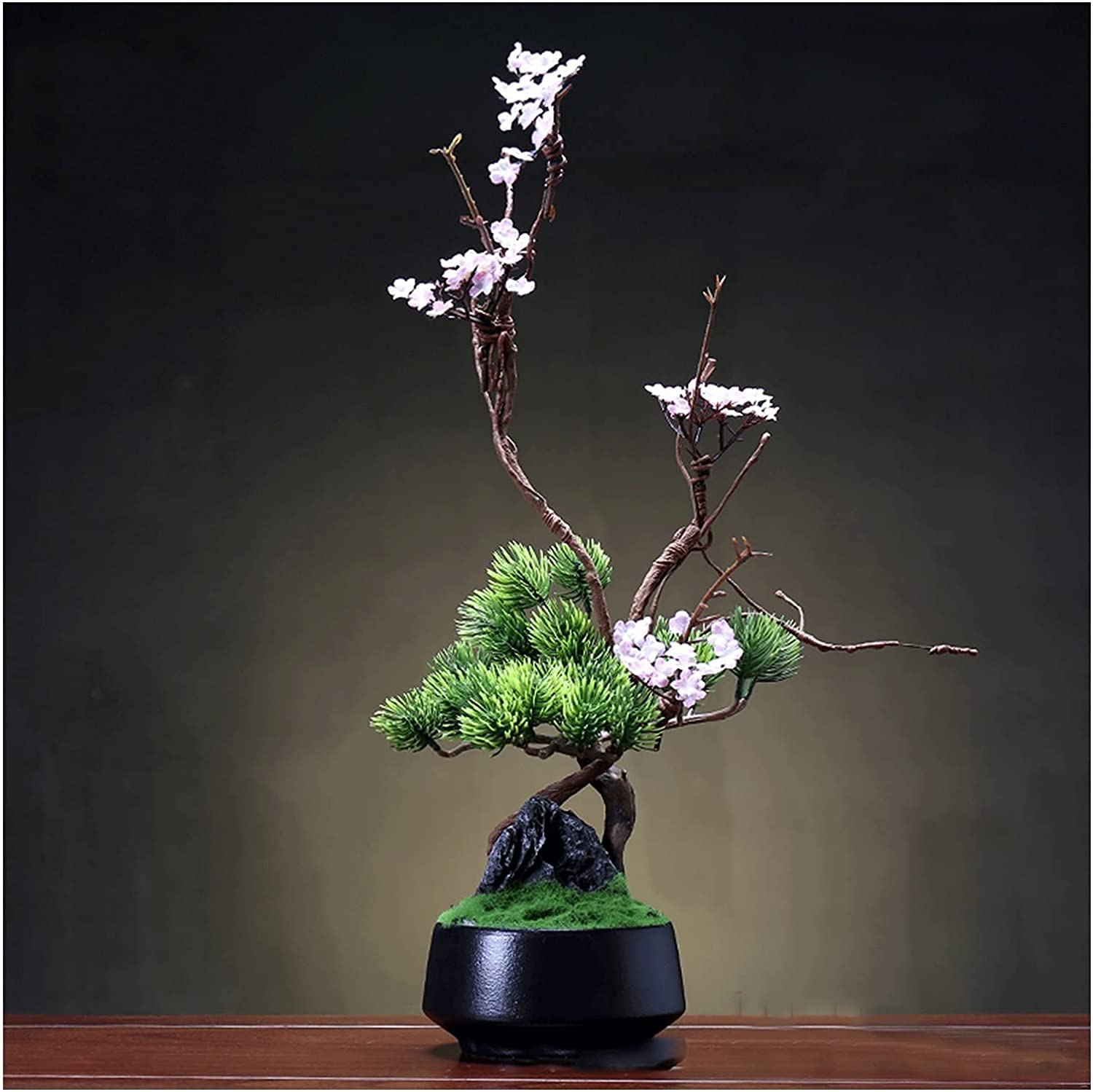 CAFIEDR Artificial Bonsai Tree, 18-Inch Potted Artificial Houseplant, Beautiful Pine Bonsai Plant, Used To Decorate Tabletop Display.