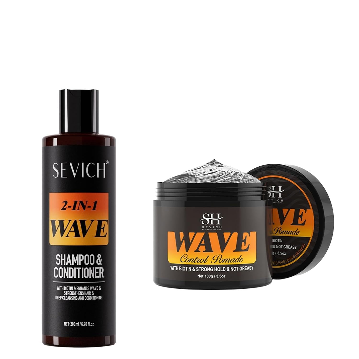SEVICH 360° Wave Control Pomade for Men & SEVICH 2-in-1 Wave Shampoo