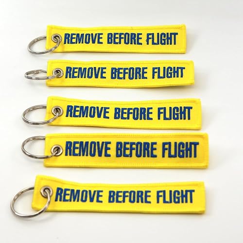 Rotary13B1 REMOVE BEFORE FLIGHT Key Chain - Yellow/Blue 5 pieces