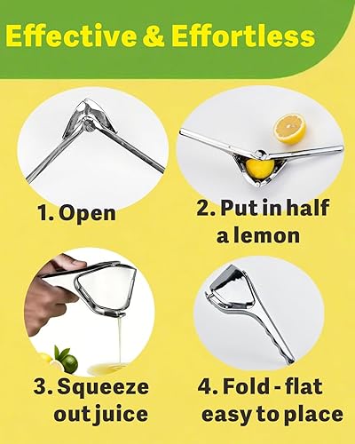 Miniatura 2 de Exprimidor de limón de 2 piezas, exprimidor de limón de acero inoxidable, exprimidor de mano plegable, exprimidor manual de cítricos, limones