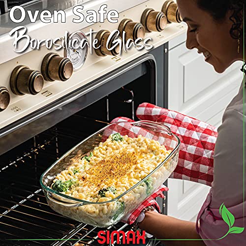 Simax Glass Casserole Baking Dish: Clear Glass Round Casserole Dish With Lid And Handles - Covered Bowl For Cooking, Baking, Serving, Etc. - Microwave, Dishwasher, And Oven Safe Cookware – 3 Quart Dish + 2.2 Quart Lid #TOP4