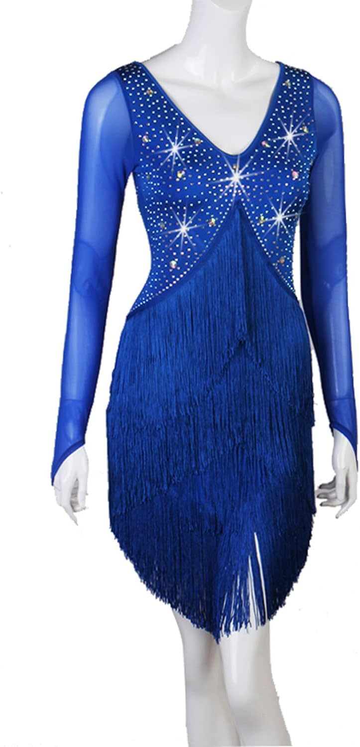 Latin Dance Dresses for Women Fringe Tango Performance Clothes Rhinestone Modern Competition Dancing Outfit for Samba