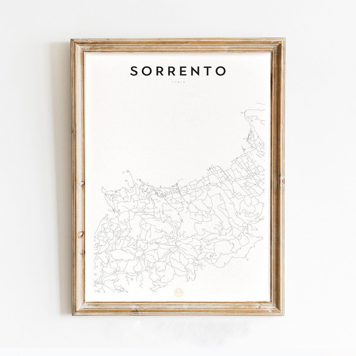 Modern Grey Poster of Sorrento Italy | 11x17 12x18 16x24 24x36 Unframed Mininal Wall Art | Minimalism Hometown City Traveler Print for Gift | Minimalist Home Office Decor